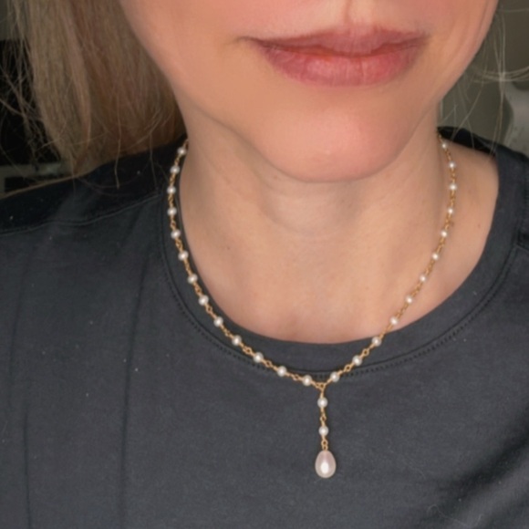 RARE Vtg. Tiffany & Co. 18k Pearl Twist Lariat Necklace 16" Yellow Gold - Picture 3 of 9